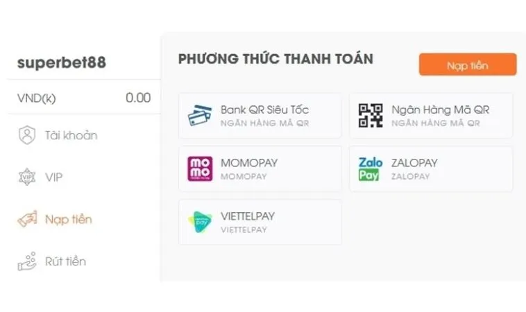 Nạp Tiền GA6789: Hướng Dẫn Chi Tiết Cho Newbie 2 Giao diện nạp tiền GA6789