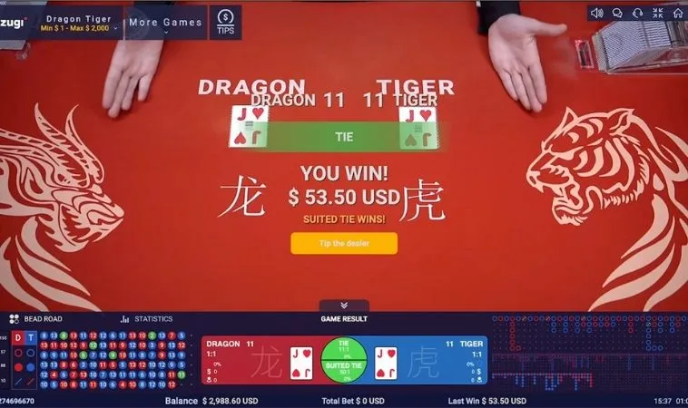 Khám Phá Trò Chơi Dragon Tiger Tại GA6789 Đẳng Cấp 2 Các cửa cược trong game Dragon Tiger tại GA6789